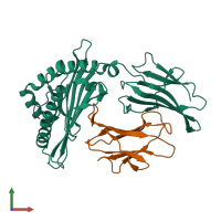 PDB entry 6kwl coloured by chain, front view.