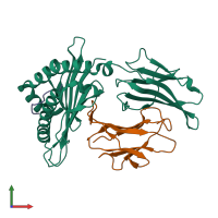 PDB entry 6kwn coloured by chain, front view.
