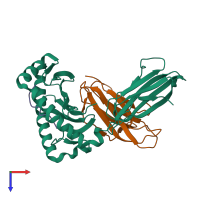 PDB entry 6kwn coloured by chain, top view.