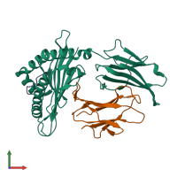 PDB entry 6kwo coloured by chain, front view.