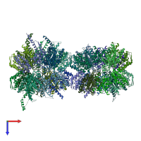PDB entry 6kww coloured by chain, top view.
