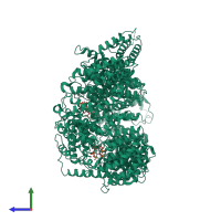PDB entry 6kwx coloured by chain, side view.