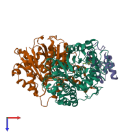 PDB entry 6kxf coloured by chain, top view.