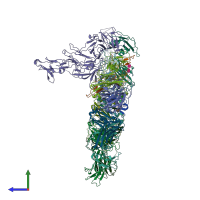 PDB entry 6kxs coloured by chain, side view.