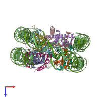 PDB entry 6kxv coloured by chain, top view.