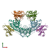 PDB entry 6kyk coloured by chain, front view.