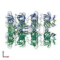 PDB entry 6kz3 coloured by chain, front view.