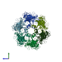 PDB entry 6kz3 coloured by chain, side view.