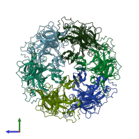 PDB entry 6kz4 coloured by chain, side view.