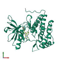 PDB entry 6kzc coloured by chain, front view.