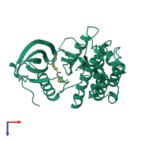 PDB entry 6kzc coloured by chain, top view.