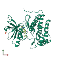 PDB entry 6kzd coloured by chain, front view.