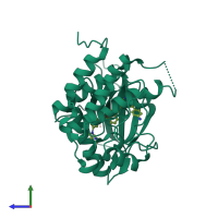 PDB entry 6kzd coloured by chain, side view.