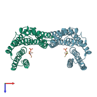 PDB entry 6kzh coloured by chain, top view.