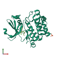 PDB entry 6kzi coloured by chain, front view.