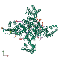 PDB entry 6kzo coloured by chain, front view.
