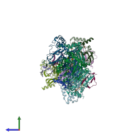 PDB entry 6l07 coloured by chain, side view.