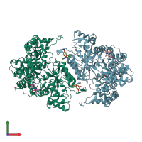PDB entry 6l3r coloured by chain, front view.