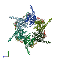 PDB entry 6l3v coloured by chain, side view.