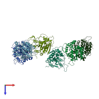 PDB entry 6l4b coloured by chain, top view.