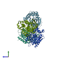 PDB entry 6l4h coloured by chain, side view.