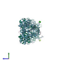 PDB entry 6l4y coloured by chain, side view.