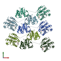 PDB entry 6l5m coloured by chain, front view.