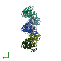 PDB entry 6l5m coloured by chain, side view.