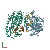 PDB entry 6l5n coloured by chain, front view.