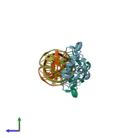 PDB entry 6l6q coloured by chain, side view.