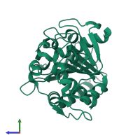PDB entry 6l7n coloured by chain, side view.