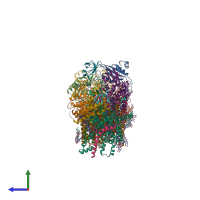 PDB entry 6l7p coloured by chain, side view.