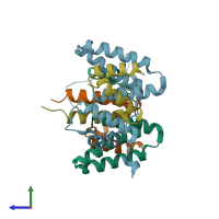 PDB entry 6l80 coloured by chain, side view.