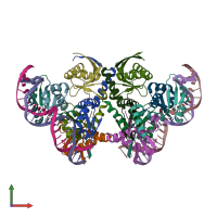 PDB entry 6l8e coloured by chain, front view.