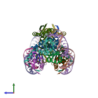 PDB entry 6l8e coloured by chain, side view.
