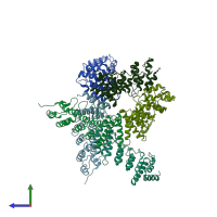 PDB entry 6l93 coloured by chain, side view.