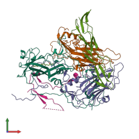PDB entry 6la5 coloured by chain, front view.