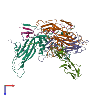 PDB entry 6la5 coloured by chain, top view.