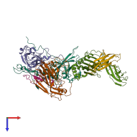 PDB entry 6la7 coloured by chain, top view.