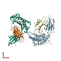 PDB entry 6lah coloured by chain, front view.