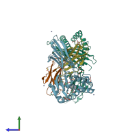 PDB entry 6lah coloured by chain, side view.