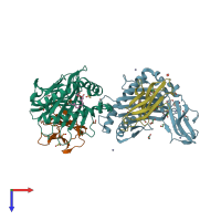 PDB entry 6lah coloured by chain, top view.