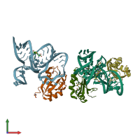 PDB entry 6las coloured by chain, front view.