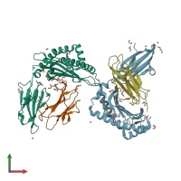 PDB entry 6lb2 coloured by chain, front view.