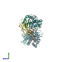 PDB entry 6lb2 coloured by chain, side view.