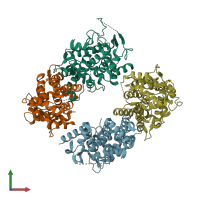 PDB entry 6lb7 coloured by chain, front view.