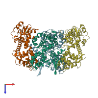 PDB entry 6lb7 coloured by chain, top view.