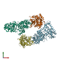 PDB entry 6lb8 coloured by chain, front view.