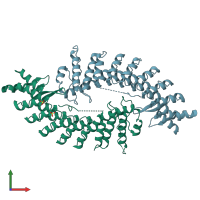 PDB entry 6lbf coloured by chain, front view.