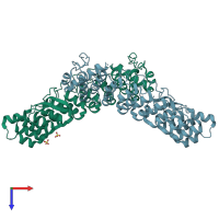 PDB entry 6lbf coloured by chain, top view.